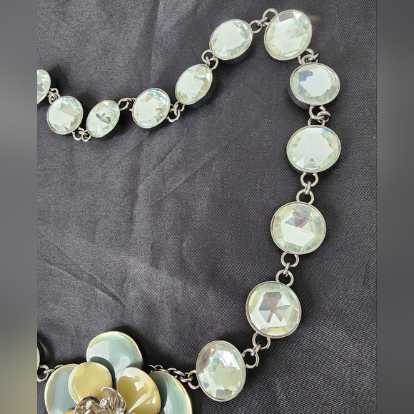 Auth Miu Miu Crystal Flower Yellow and Pale Blue Necklace - Picture 8 of 11